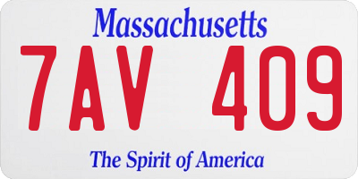 MA license plate 7AV409