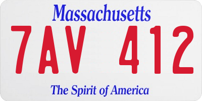 MA license plate 7AV412