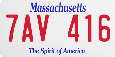 MA license plate 7AV416