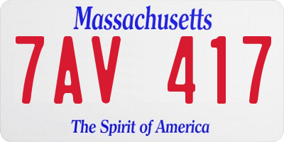 MA license plate 7AV417