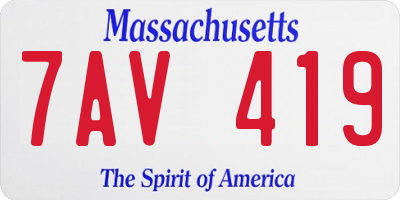 MA license plate 7AV419