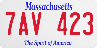 MA license plate 7AV423