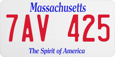 MA license plate 7AV425