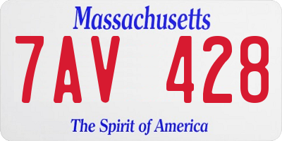 MA license plate 7AV428