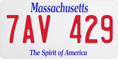 MA license plate 7AV429
