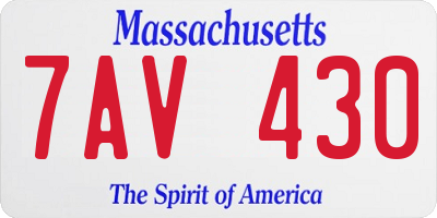 MA license plate 7AV430