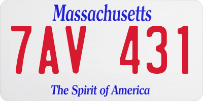 MA license plate 7AV431