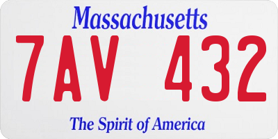 MA license plate 7AV432