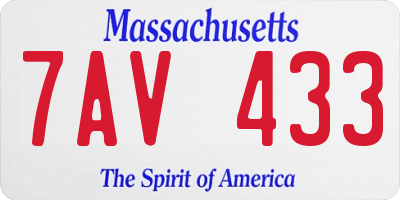 MA license plate 7AV433