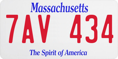 MA license plate 7AV434