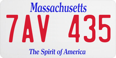 MA license plate 7AV435