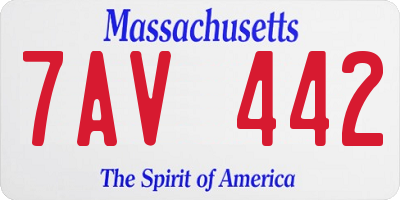 MA license plate 7AV442