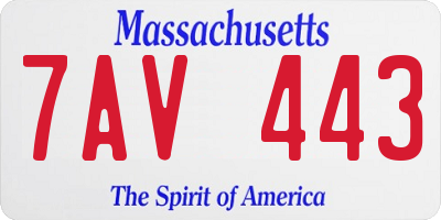MA license plate 7AV443