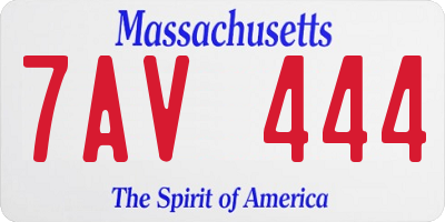 MA license plate 7AV444