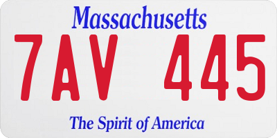 MA license plate 7AV445