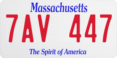 MA license plate 7AV447