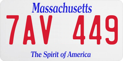 MA license plate 7AV449