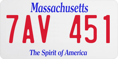 MA license plate 7AV451