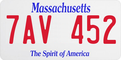MA license plate 7AV452