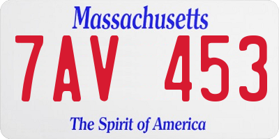 MA license plate 7AV453