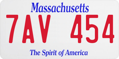 MA license plate 7AV454