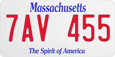 MA license plate 7AV455