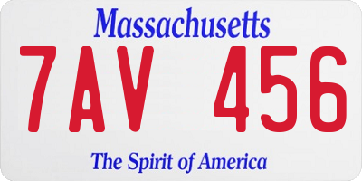 MA license plate 7AV456