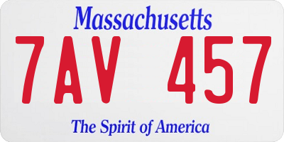 MA license plate 7AV457
