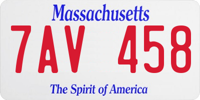 MA license plate 7AV458