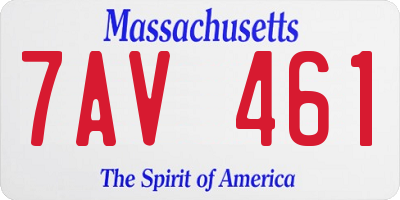 MA license plate 7AV461