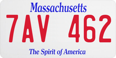 MA license plate 7AV462