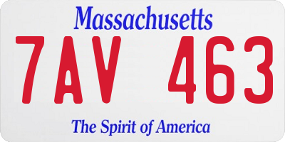 MA license plate 7AV463