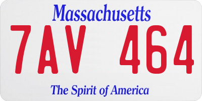 MA license plate 7AV464