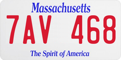 MA license plate 7AV468