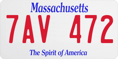 MA license plate 7AV472
