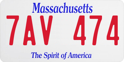 MA license plate 7AV474