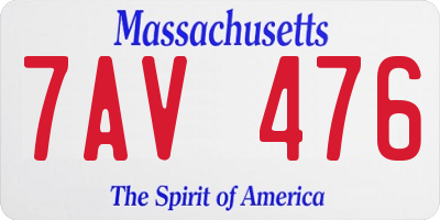MA license plate 7AV476