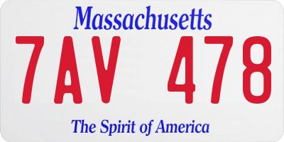 MA license plate 7AV478