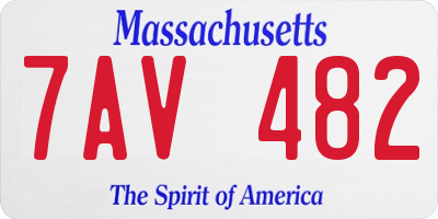 MA license plate 7AV482