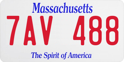 MA license plate 7AV488