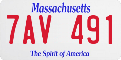 MA license plate 7AV491
