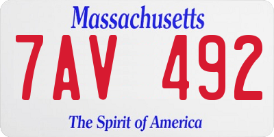 MA license plate 7AV492