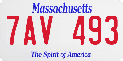 MA license plate 7AV493