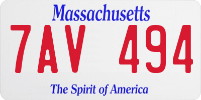MA license plate 7AV494