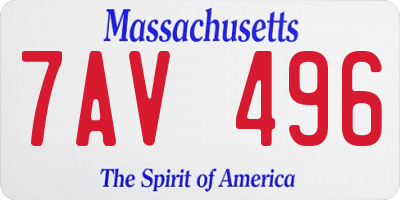 MA license plate 7AV496