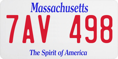 MA license plate 7AV498