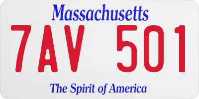 MA license plate 7AV501