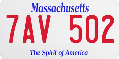 MA license plate 7AV502