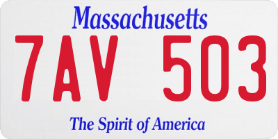MA license plate 7AV503