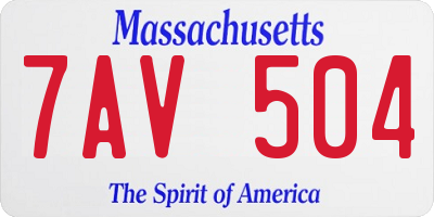 MA license plate 7AV504
